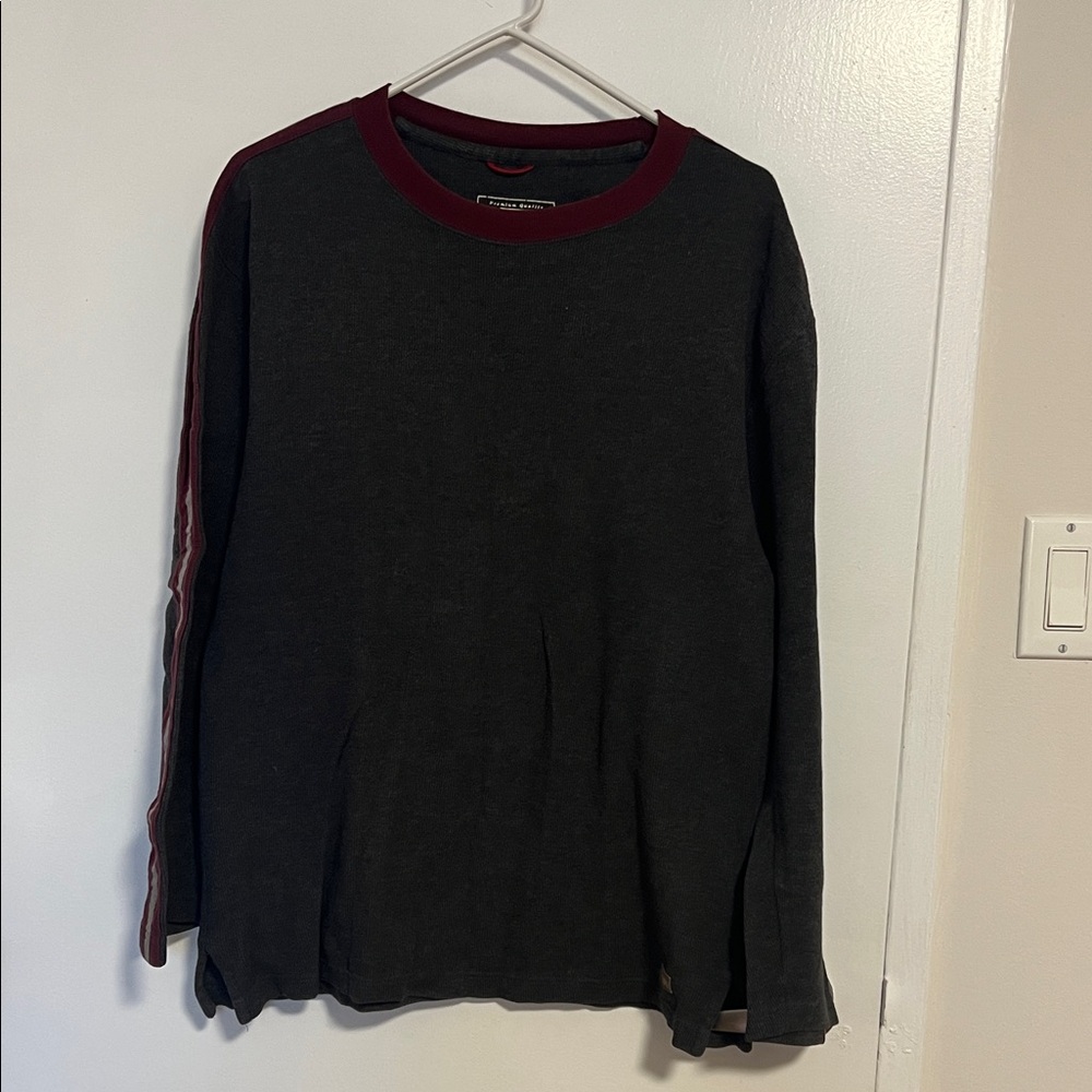 WRANGLER Grey Ringer Long Sleeve Top